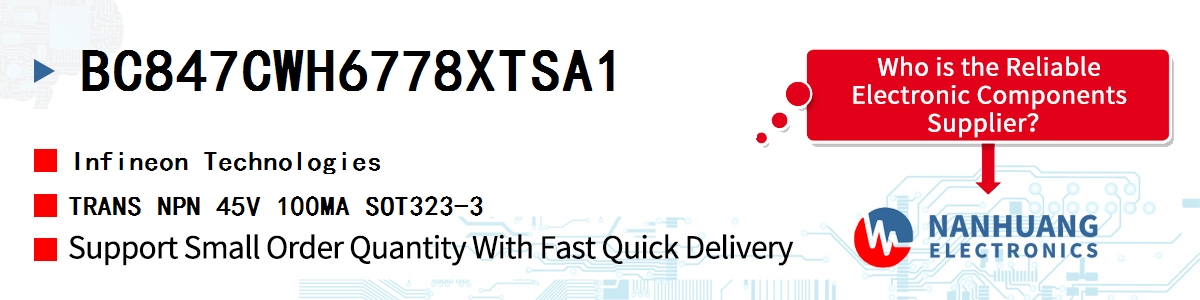 BC847CWH6778XTSA1 Infineon TRANS NPN 45V 100MA SOT323-3