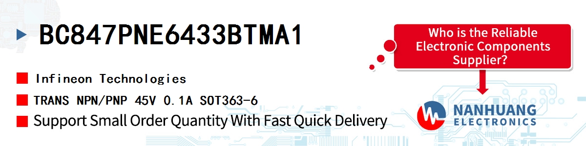 BC847PNE6433BTMA1 Infineon TRANS NPN/PNP 45V 0.1A SOT363-6