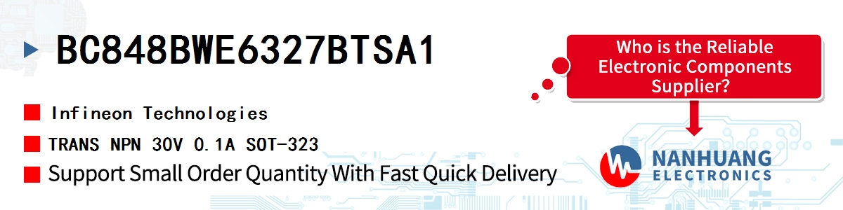 BC848BWE6327BTSA1 Infineon TRANS NPN 30V 0.1A SOT-323