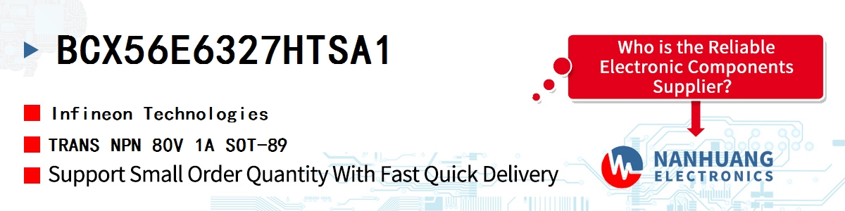 BCX56E6327HTSA1 Infineon TRANS NPN 80V 1A SOT-89