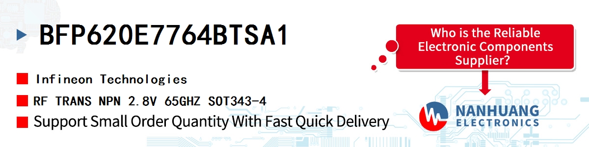 BFP620E7764BTSA1 Infineon RF TRANS NPN 2.8V 65GHZ SOT343-4