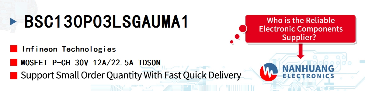 BSC130P03LSGAUMA1 Infineon MOSFET P-CH 30V 12A/22.5A TDSON