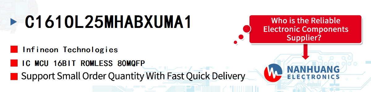 C161OL25MHABXUMA1 Infineon IC MCU 16BIT ROMLESS 80MQFP