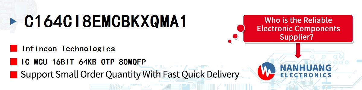 C164CI8EMCBKXQMA1 Infineon IC MCU 16BIT 64KB OTP 80MQFP