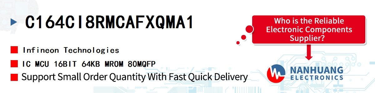 C164CI8RMCAFXQMA1 Infineon IC MCU 16BIT 64KB MROM 80MQFP