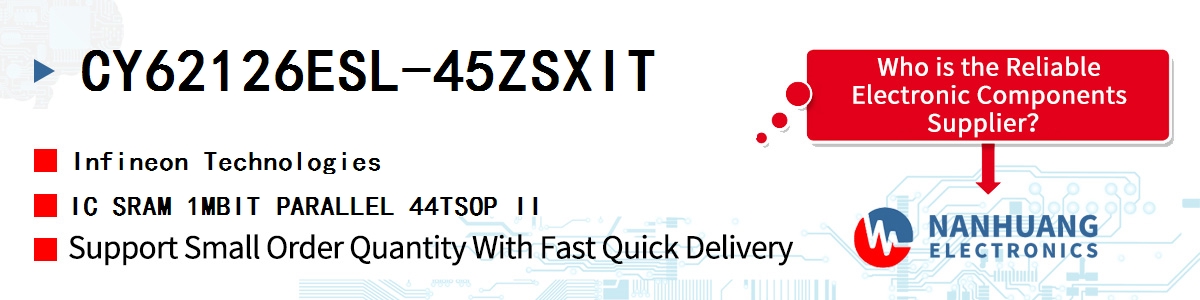 CY62126ESL-45ZSXIT Infineon IC SRAM 1MBIT PARALLEL 44TSOP II