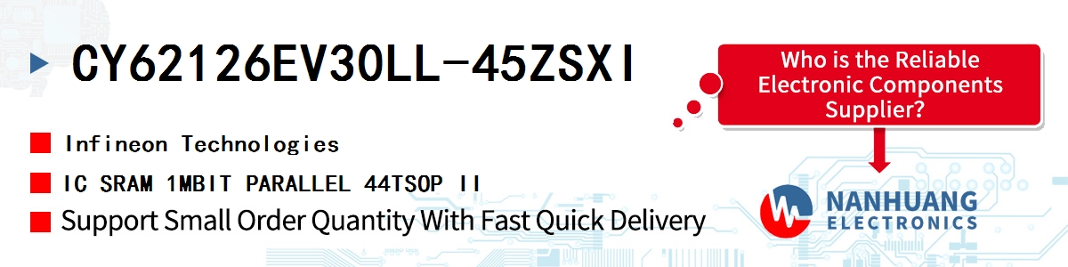 CY62126EV30LL-45ZSXI Infineon IC SRAM 1MBIT PARALLEL 44TSOP II