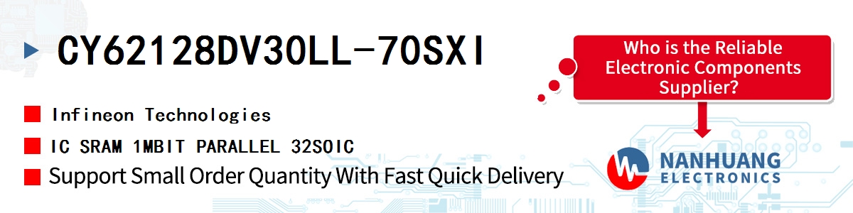 CY62128DV30LL-70SXI Infineon IC SRAM 1MBIT PARALLEL 32SOIC