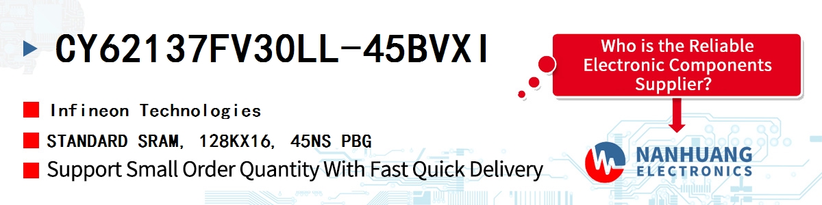 CY62137FV30LL-45BVXI Infineon STANDARD SRAM, 128KX16, 45NS PBG