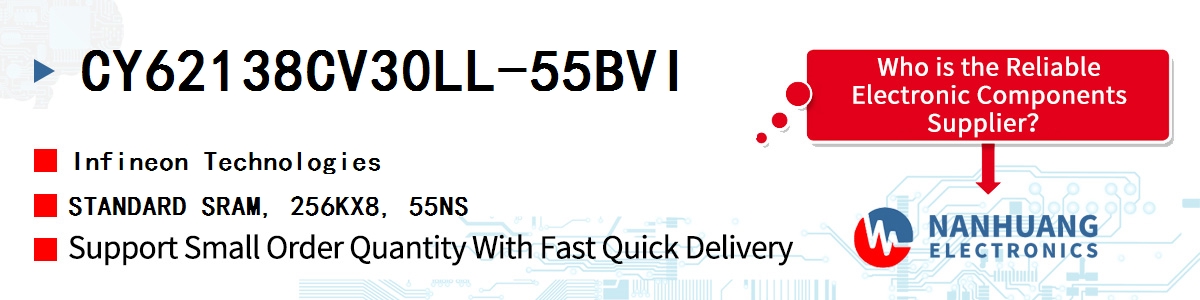 CY62138CV30LL-55BVI Infineon STANDARD SRAM, 256KX8, 55NS