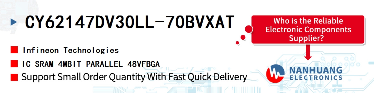 CY62147DV30LL-70BVXAT Infineon IC SRAM 4MBIT PARALLEL 48VFBGA