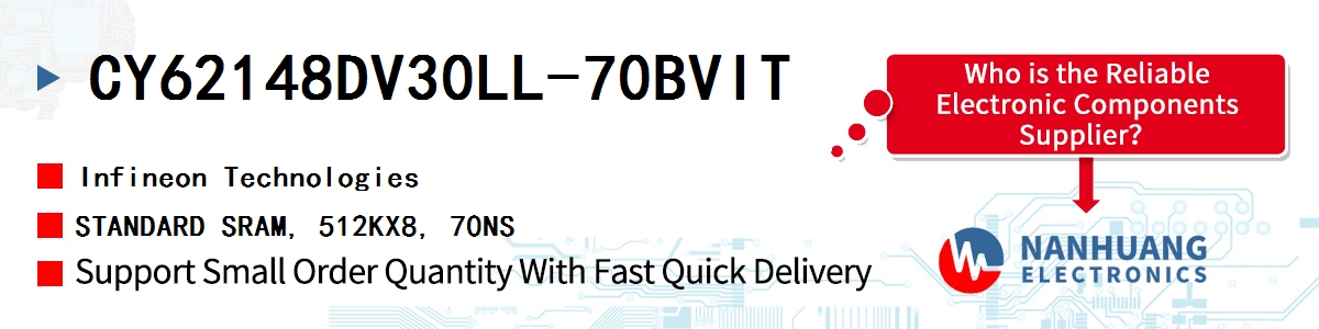 CY62148DV30LL-70BVIT Infineon STANDARD SRAM, 512KX8, 70NS