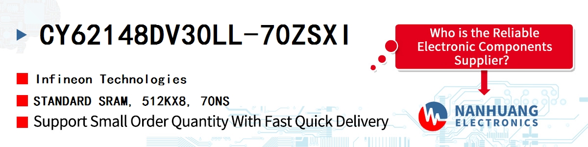 CY62148DV30LL-70ZSXI Infineon STANDARD SRAM, 512KX8, 70NS