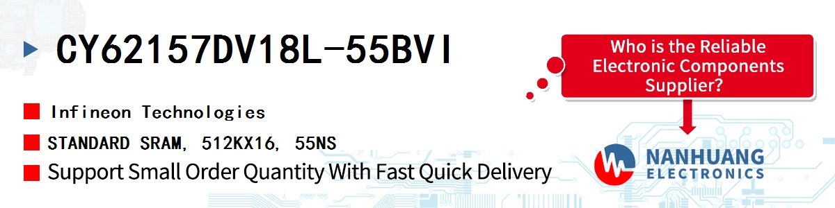 CY62157DV18L-55BVI Infineon STANDARD SRAM, 512KX16, 55NS