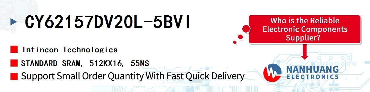 CY62157DV20L-5BVI Infineon STANDARD SRAM, 512KX16, 55NS