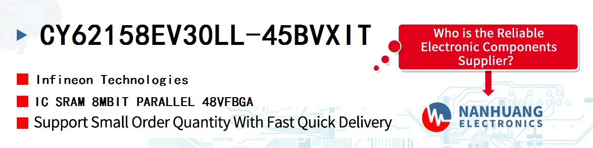 CY62158EV30LL-45BVXIT Infineon IC SRAM 8MBIT PARALLEL 48VFBGA