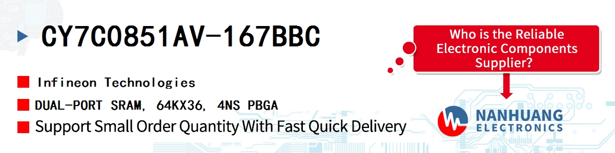 CY7C0851AV-167BBC Infineon DUAL-PORT SRAM, 64KX36, 4NS PBGA