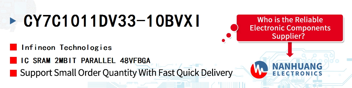 CY7C1011DV33-10BVXI Infineon IC SRAM 2MBIT PARALLEL 48VFBGA