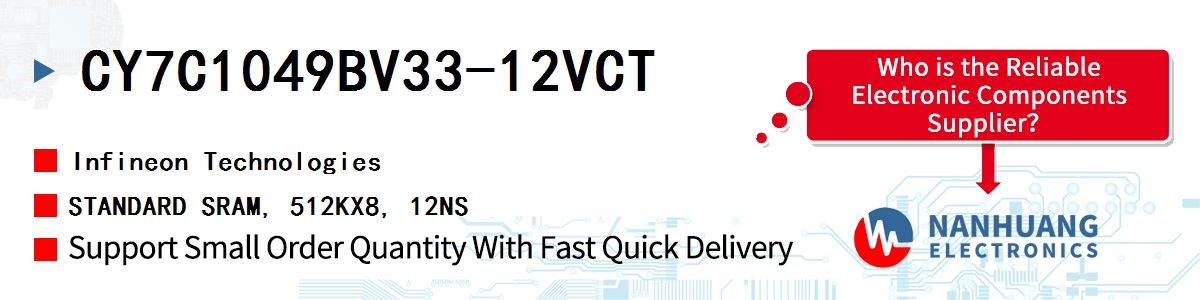 CY7C1049BV33-12VCT Infineon STANDARD SRAM, 512KX8, 12NS