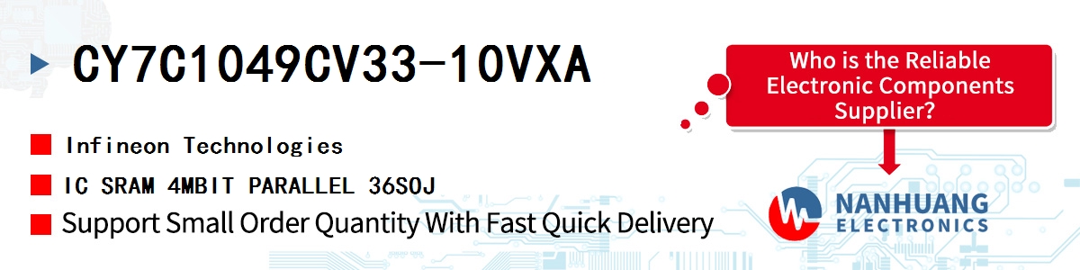 CY7C1049CV33-10VXA Infineon IC SRAM 4MBIT PARALLEL 36SOJ