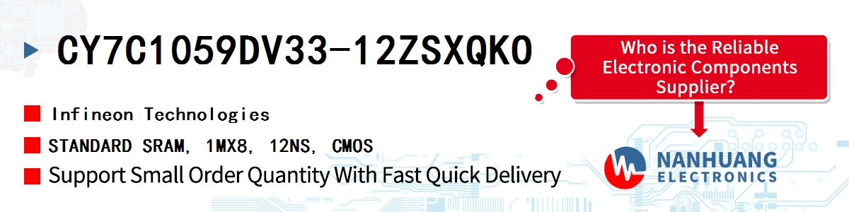 CY7C1059DV33-12ZSXQKO Infineon STANDARD SRAM, 1MX8, 12NS, CMOS