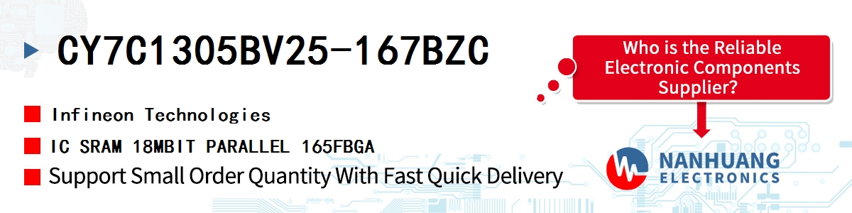 CY7C1305BV25-167BZC Infineon IC SRAM 18MBIT PARALLEL 165FBGA