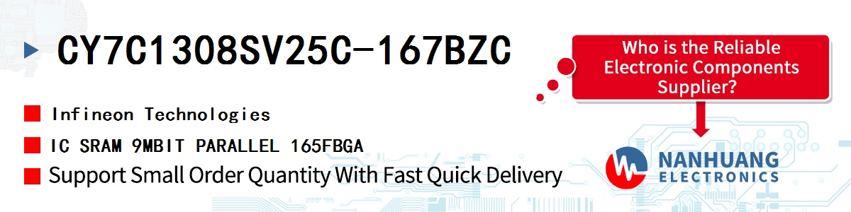 CY7C1308SV25C-167BZC Infineon IC SRAM 9MBIT PARALLEL 165FBGA