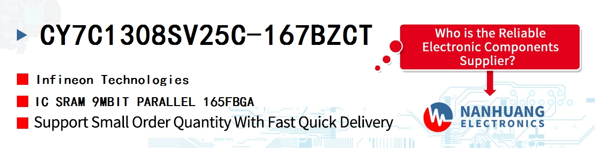 CY7C1308SV25C-167BZCT Infineon IC SRAM 9MBIT PARALLEL 165FBGA