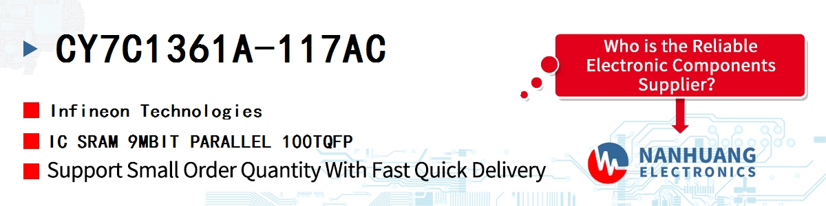 CY7C1361A-117AC Infineon IC SRAM 9MBIT PARALLEL 100TQFP