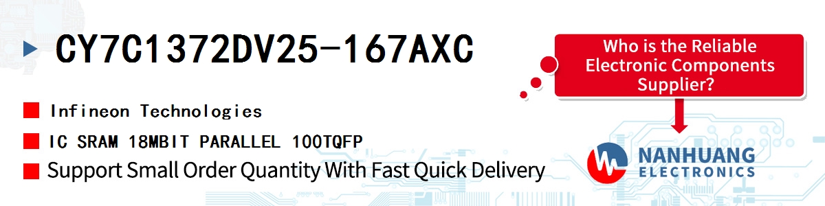 CY7C1372DV25-167AXC Infineon IC SRAM 18MBIT PARALLEL 100TQFP