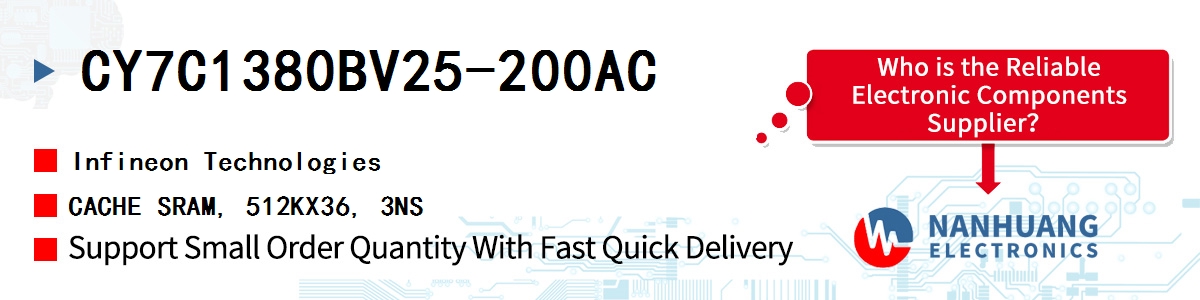 CY7C1380BV25-200AC Infineon CACHE SRAM, 512KX36, 3NS