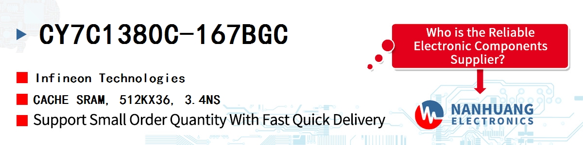 CY7C1380C-167BGC Infineon CACHE SRAM, 512KX36, 3.4NS