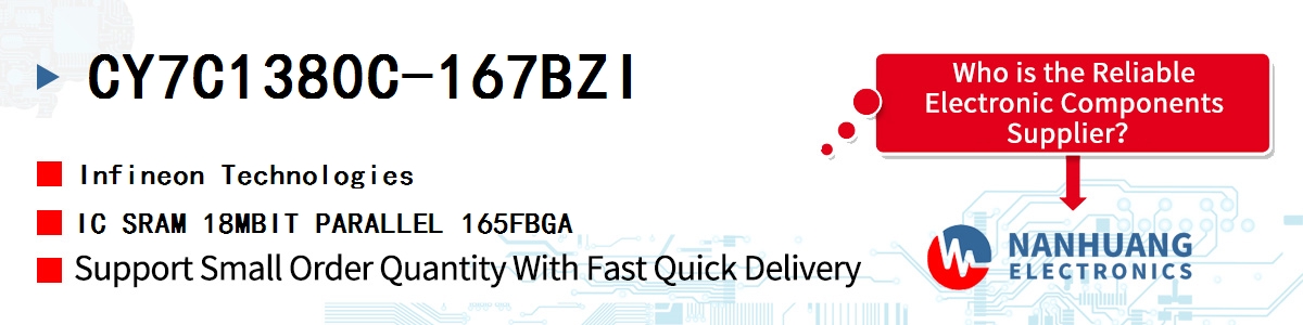 CY7C1380C-167BZI Infineon IC SRAM 18MBIT PARALLEL 165FBGA