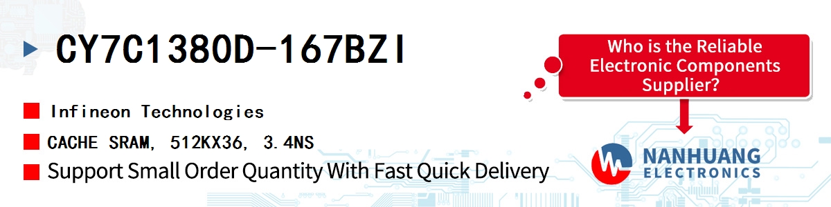 CY7C1380D-167BZI Infineon CACHE SRAM, 512KX36, 3.4NS