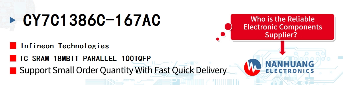 CY7C1386C-167AC Infineon IC SRAM 18MBIT PARALLEL 100TQFP