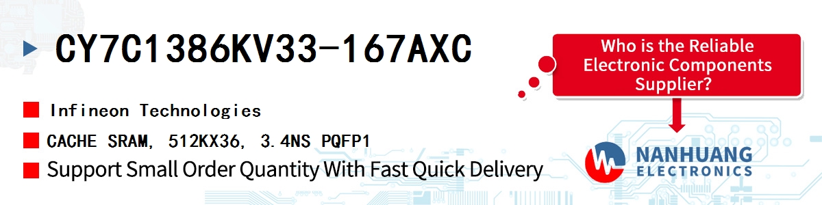 CY7C1386KV33-167AXC Infineon CACHE SRAM, 512KX36, 3.4NS PQFP1