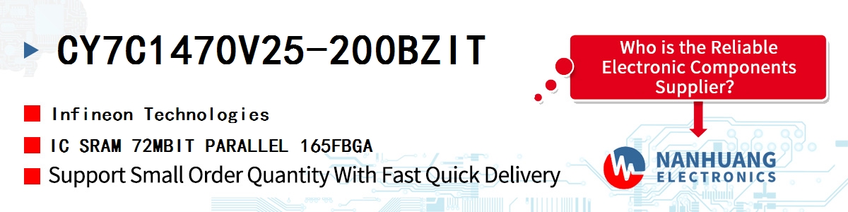 CY7C1470V25-200BZIT Infineon IC SRAM 72MBIT PARALLEL 165FBGA