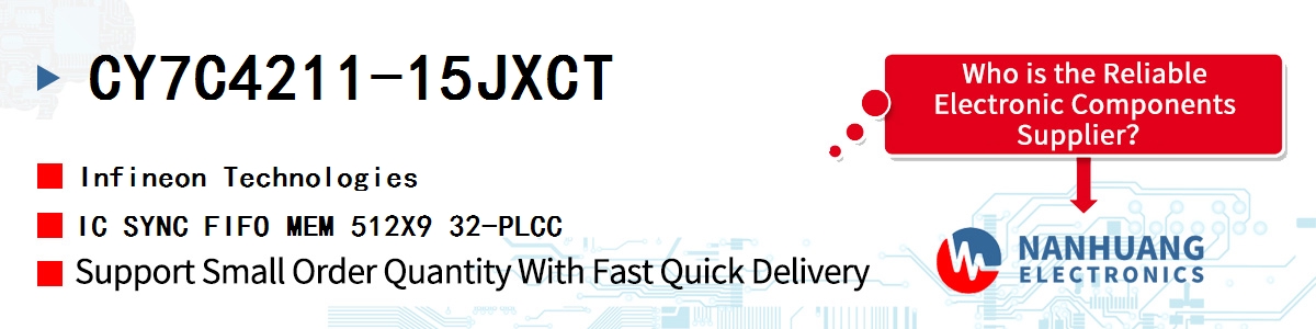 CY7C4211-15JXCT Infineon IC SYNC FIFO MEM 512X9 32-PLCC