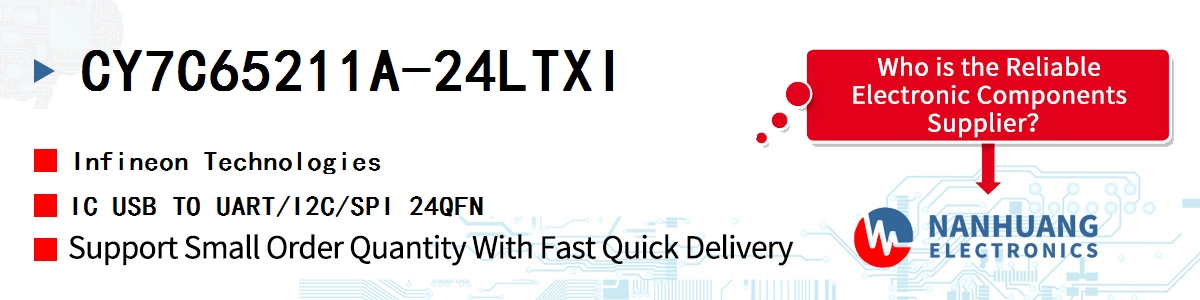 CY7C65211A-24LTXI Infineon IC USB TO UART/I2C/SPI 24QFN