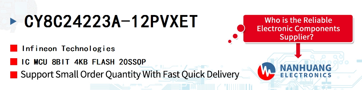 CY8C24223A-12PVXET Infineon IC MCU 8BIT 4KB FLASH 20SSOP