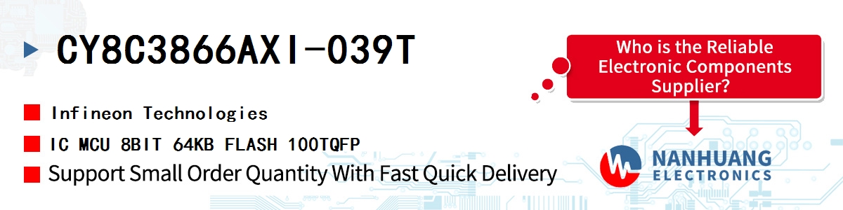CY8C3866AXI-039T Infineon IC MCU 8BIT 64KB FLASH 100TQFP