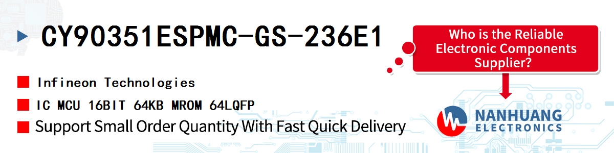 CY90351ESPMC-GS-236E1 Infineon IC MCU 16BIT 64KB MROM 64LQFP