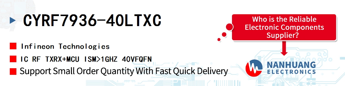 CYRF7936-40LTXC Infineon IC RF TXRX+MCU ISM>1GHZ 40VFQFN