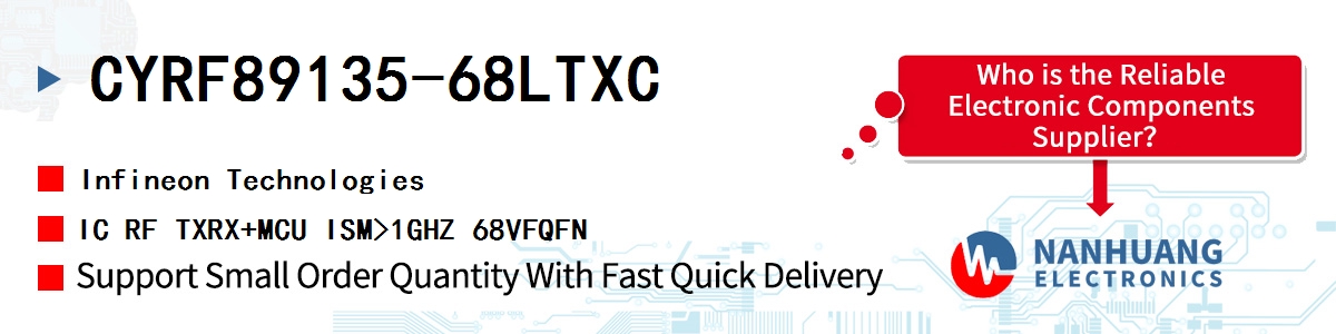 CYRF89135-68LTXC Infineon IC RF TXRX+MCU ISM>1GHZ 68VFQFN