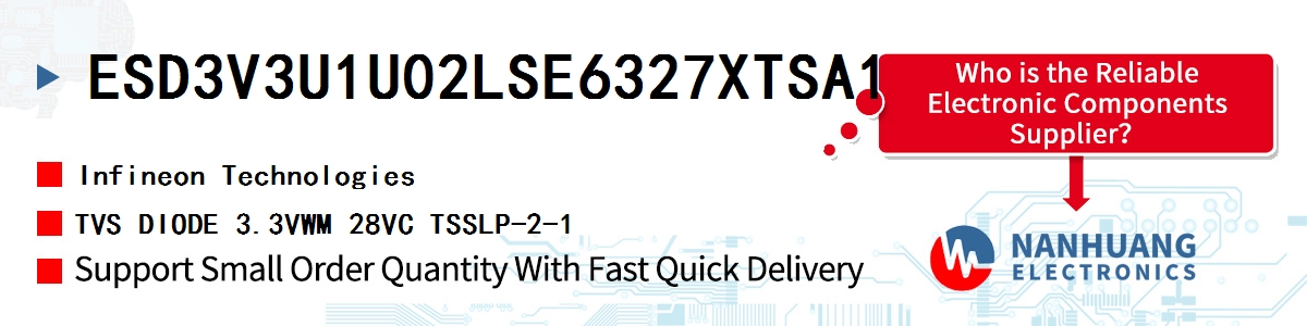 ESD3V3U1U02LSE6327XTSA1 Infineon TVS DIODE 3.3VWM 28VC TSSLP-2-1