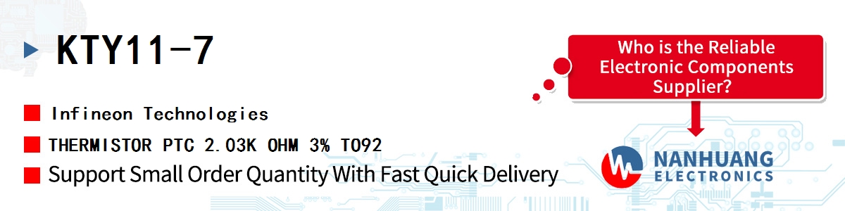 KTY11-7 Infineon THERMISTOR PTC 2.03K OHM 3% TO92