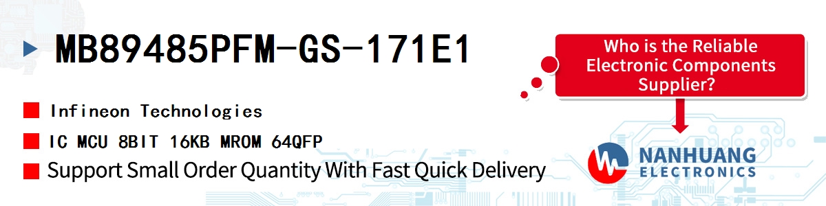 MB89485PFM-GS-171E1 Infineon IC MCU 8BIT 16KB MROM 64QFP