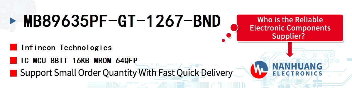 MB89635PF-GT-1267-BND Infineon IC MCU 8BIT 16KB MROM 64QFP