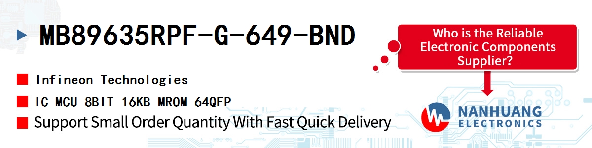 MB89635RPF-G-649-BND Infineon IC MCU 8BIT 16KB MROM 64QFP