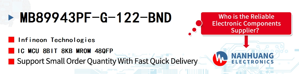 MB89943PF-G-122-BND Infineon IC MCU 8BIT 8KB MROM 48QFP